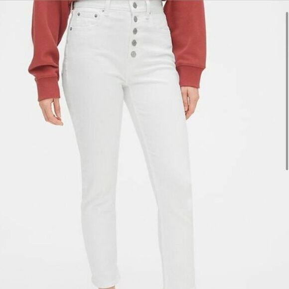 Gap High Rise Cigarette Jeans White 8/29 NEW - Picture 13 of 14